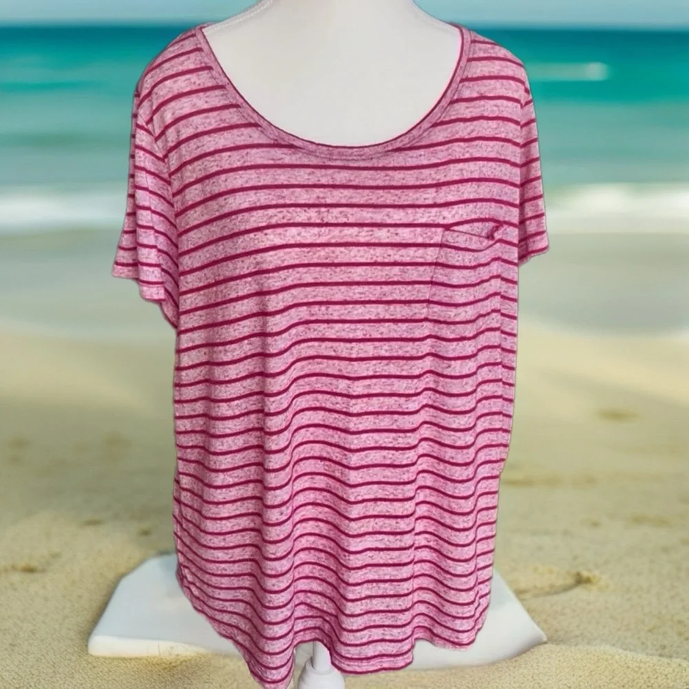 SOLD. Pink Striped Women's Top - Picture 3 of 8